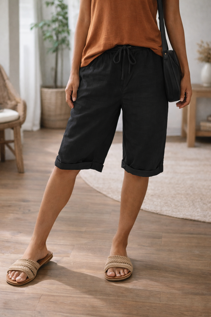Anna Modehus Eva Jansson Dam Bermuda Shorts Justerbar Dragsko Khaki