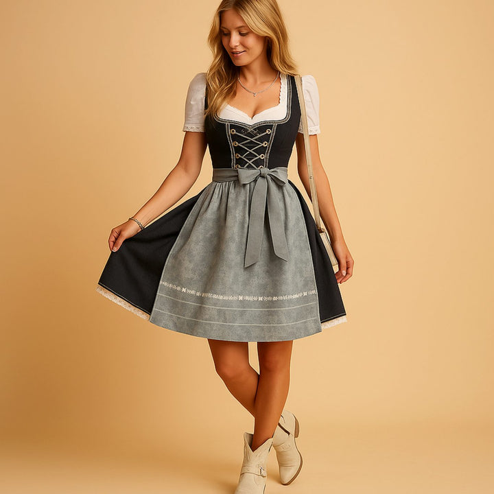 Dirndl-midiklänning dam med snörliv