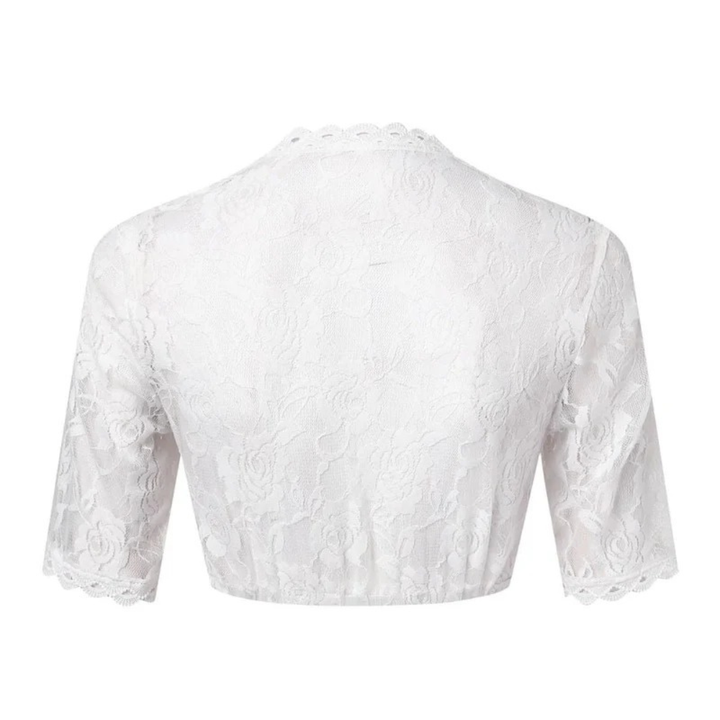 Dirndl-croptop dam med blommig spets och djup V-ringning