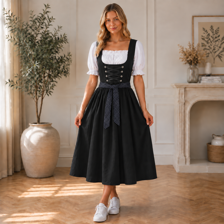 Midi-dirndl för dam med snörmieder