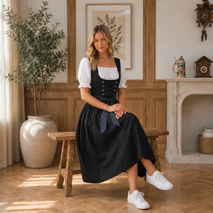 Midi-dirndl för dam med snörmieder