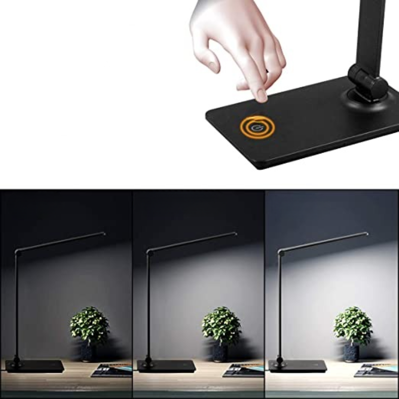 LED-skrivbordslampa, skrivbordslampa med touchkontroll och 3 ljusstyrkenivåer, dimbar kontorslampa med justerbar arm, hopfällbar bordslampa för skrivbord, sovrum, nattduksbord, kontor
