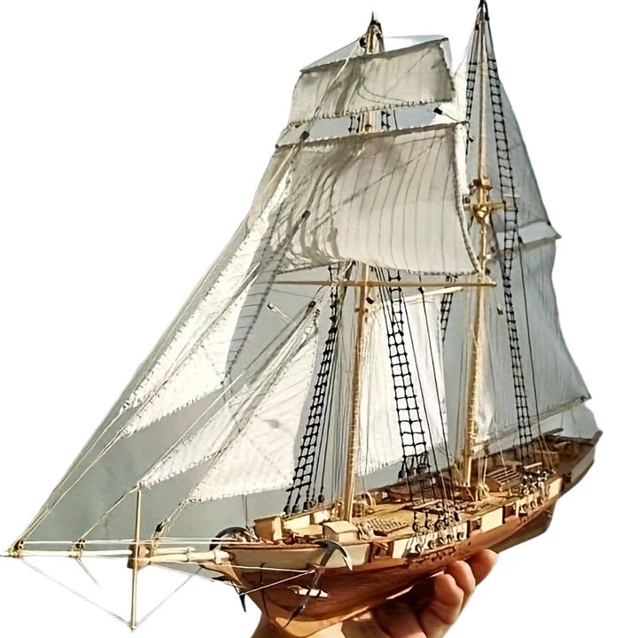 Klassisk segelbåtsmodell i trä – Detaljerat 3D-pussel för fartygsentusiaster