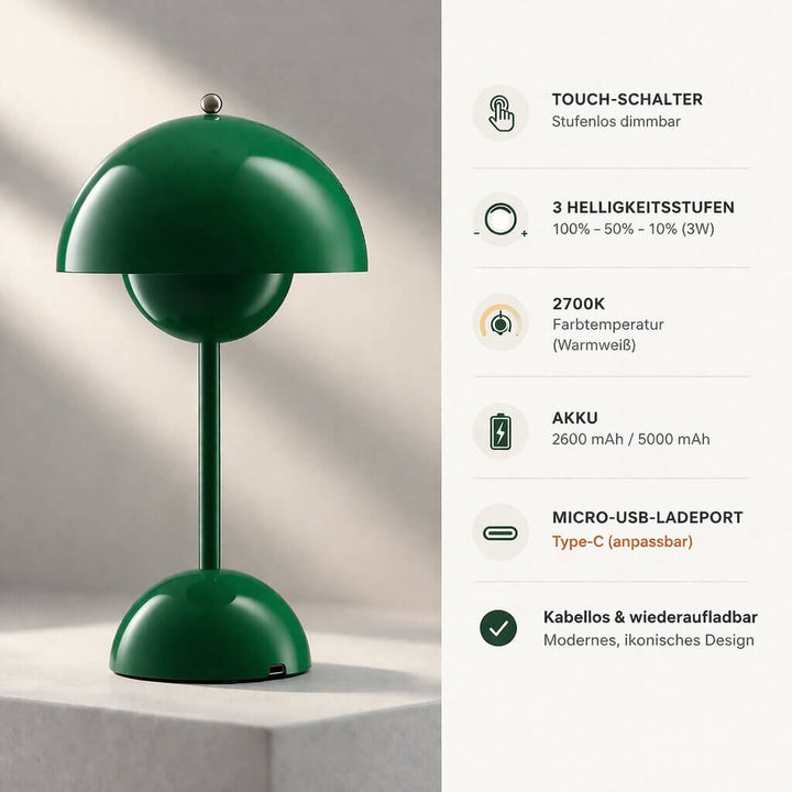 Designerbordslampa | LED-bordslampa | Nattlampa | Dimbar och sladdlös | Lumora