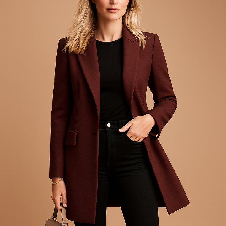Åtsittande lång trenchcoat dam – beige bomull, perfekt för vår- och höstoutfits