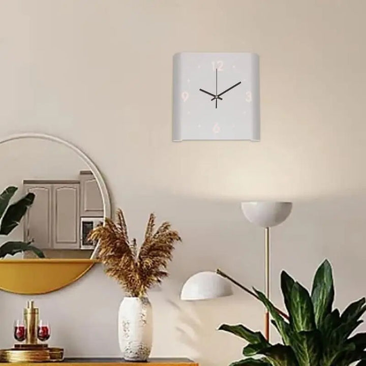Fyrkantig dubbelsidig väggklocka | Minimalistisk design med belysning