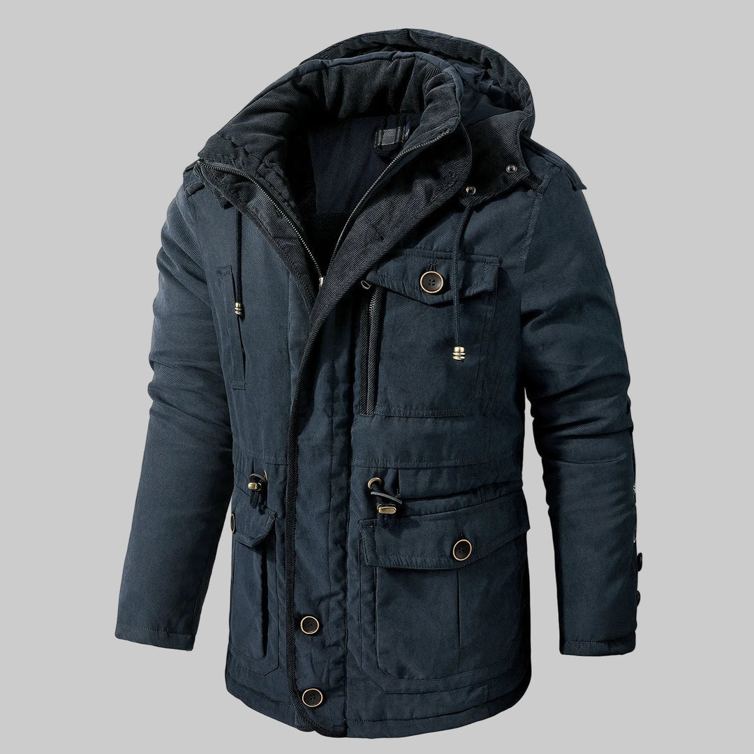 Herra talvitakki useilla taskuilla