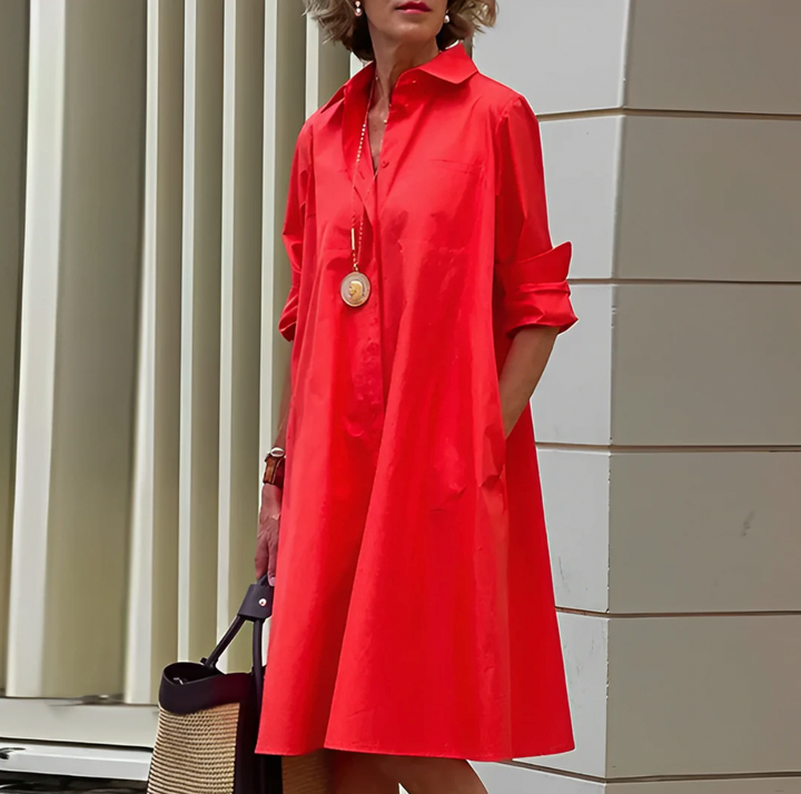 Klassiskt Elegant Skjorta Klänning