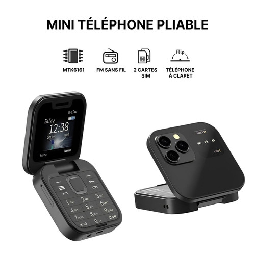 Fällbar mobiltelefon med dubbla SIM-kort | 1,77" skärm | 1000 mAh | Micro-USB