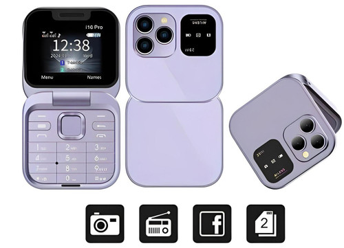 Fällbar mobiltelefon med dubbla SIM-kort | 1,77" skärm | 1000 mAh | Micro-USB