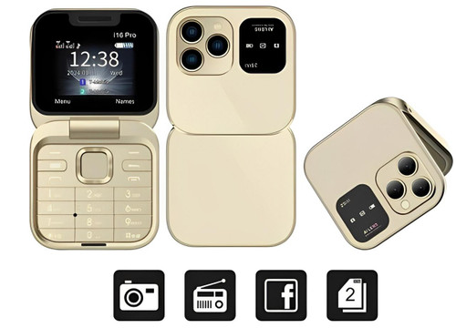 Fällbar mobiltelefon med dubbla SIM-kort | 1,77" skärm | 1000 mAh | Micro-USB