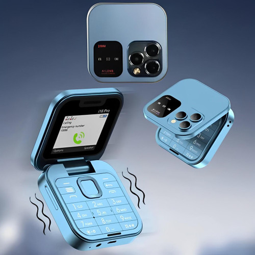 Fällbar mobiltelefon med dubbla SIM-kort | 1,77" skärm | 1000 mAh | Micro-USB