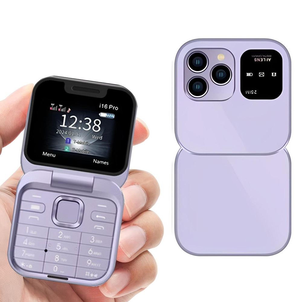 Fällbar mobiltelefon med dubbla SIM-kort | 1,77" skärm | 1000 mAh | Micro-USB