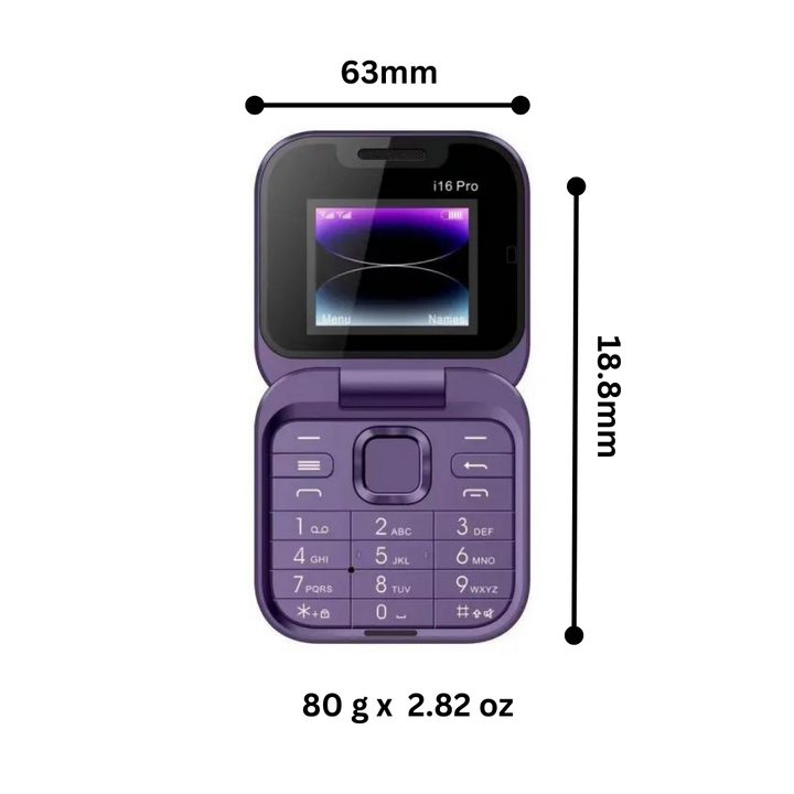 Liten hopfällbar mobiltelefon med dubbla SIM-kort