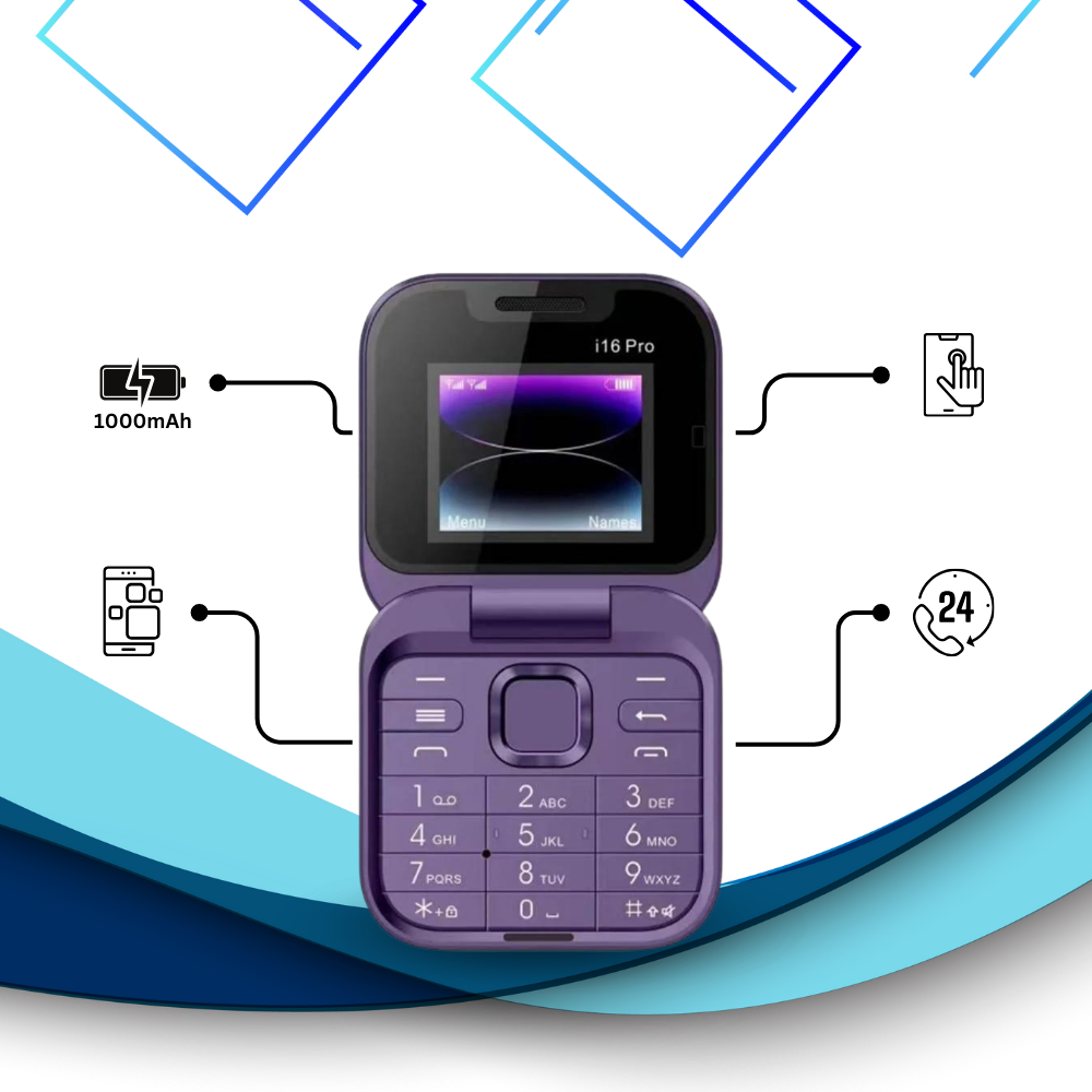 Liten hopfällbar mobiltelefon med dubbla SIM-kort