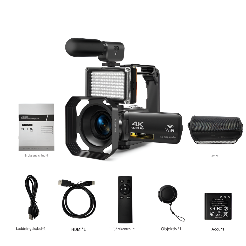 8K-videokamera – 64MP foto Wifi Connect komplet skabersæt