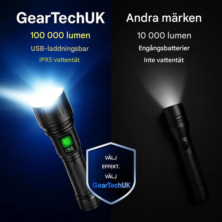 100 000 lumen ficklampa