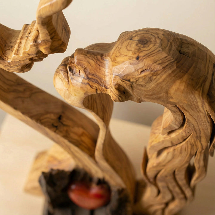 Parskulptur i trä – Abstrakt design, hantverksmässigt utseende & heminredning