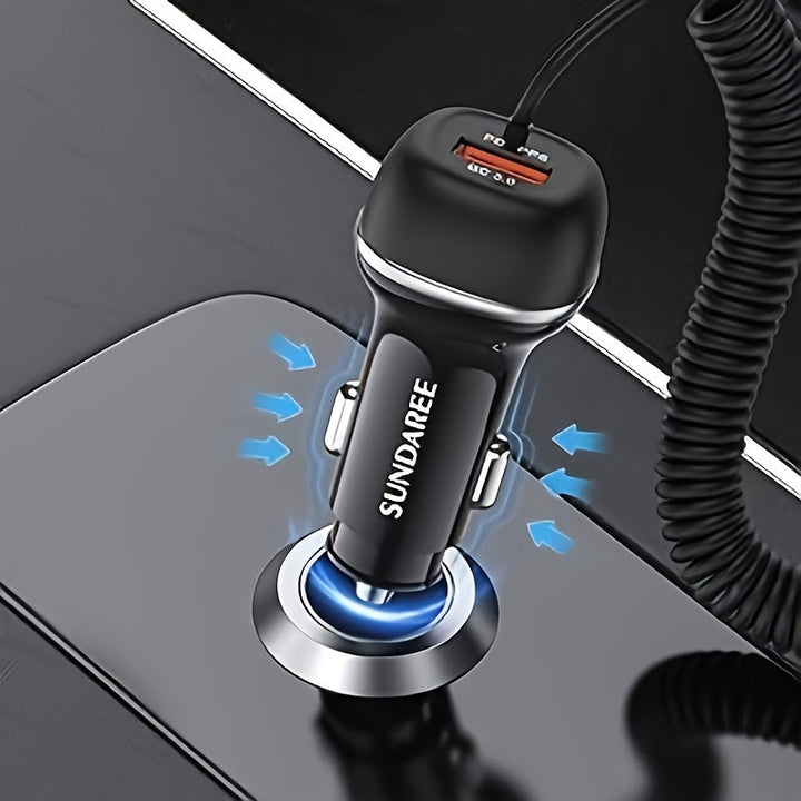 USB-C-billaddare med snabbladdning 51W – för superhurtig laddning av flera enheter