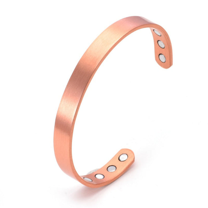 Red Copper Magnet Polished Surface Open-End Bracelet And Ring Set Magnetic Energy Bracelet