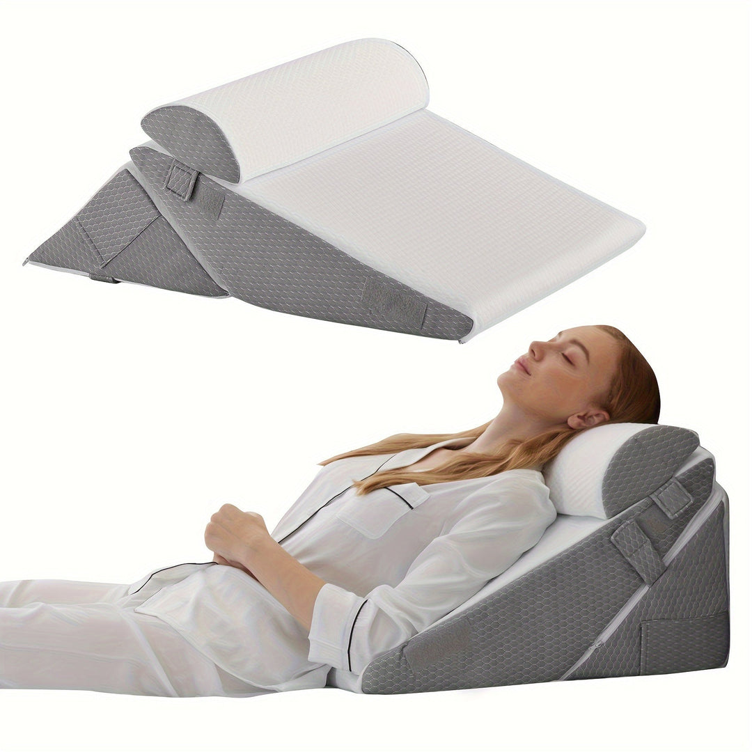 RelaxPlus justerbar ortopedisk kilkudde – premium minnesskumsystem 7-i-1