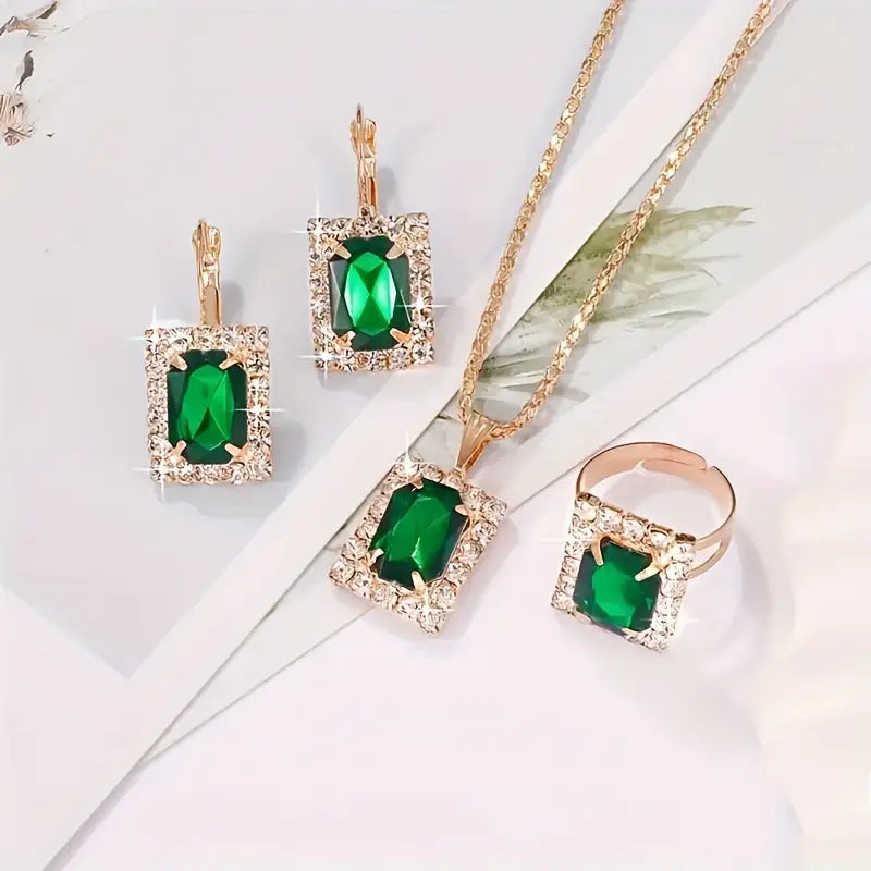 Elegant halsband i vitguld med diskret grön zirkonia