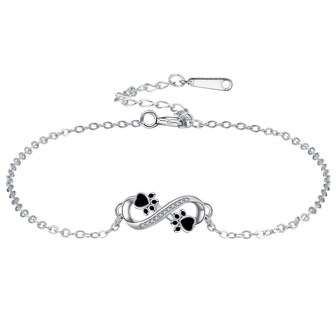 Oändlighetssymbol Hänge Husdjur Tass Armband med zirkonia