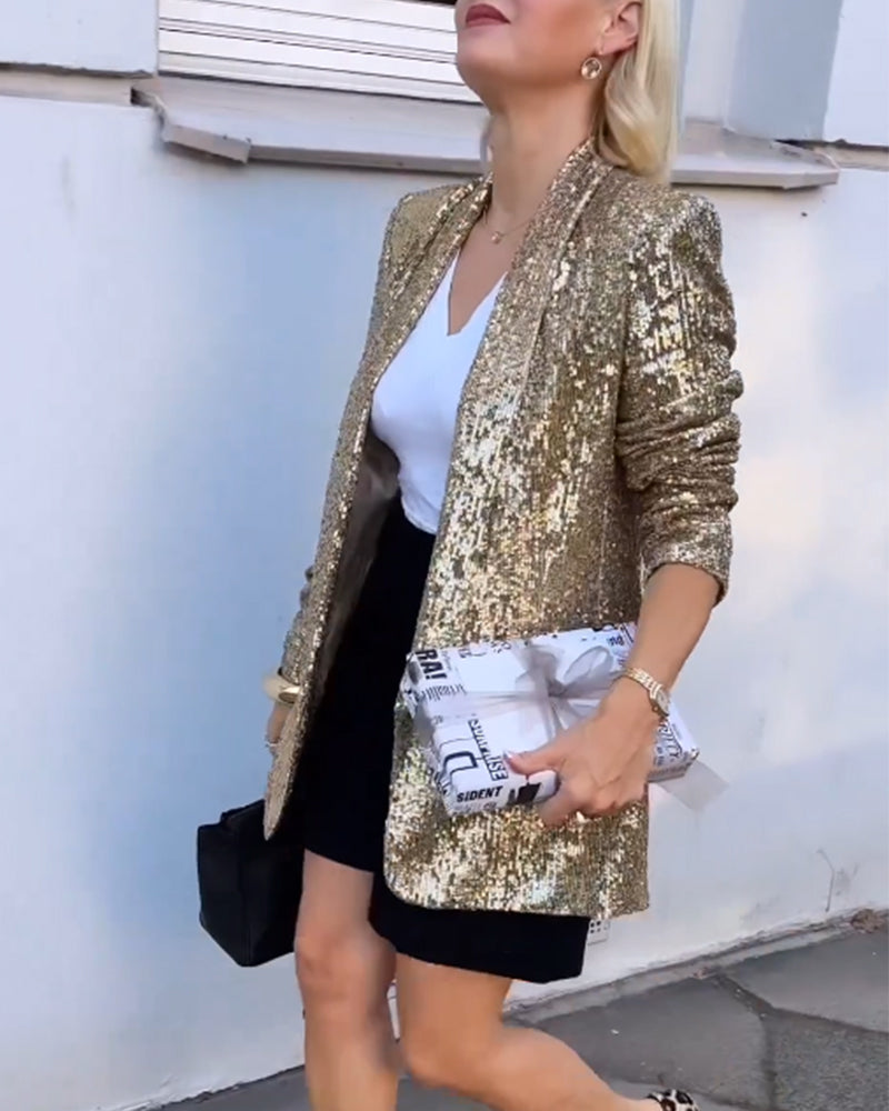 Guldfärgad glitterjacka med paljetter - Rosamund