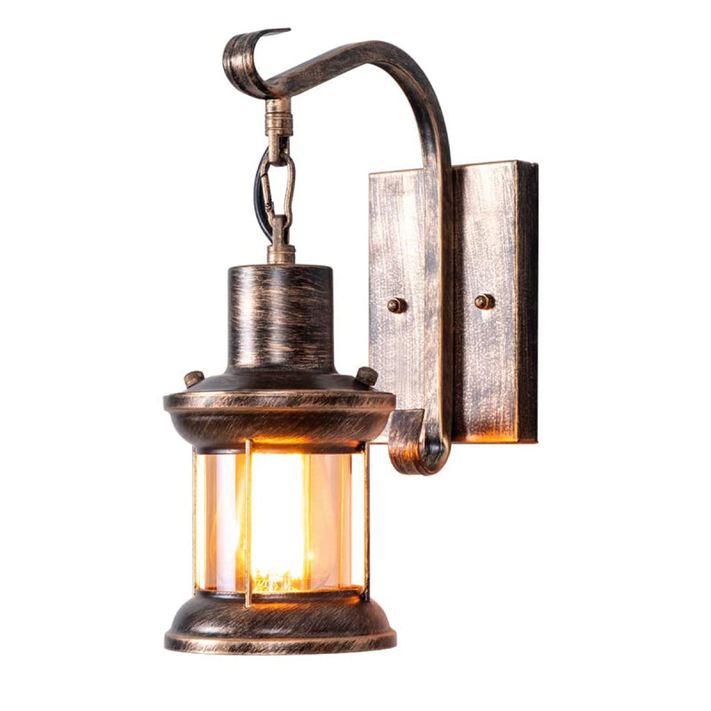 Silva industriell retro vägglampa svart/brons inomhus metall/glas