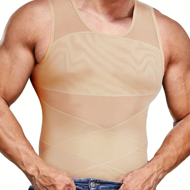 Shapewear-linne för herr med magkontroll, ärmlöst undertröja