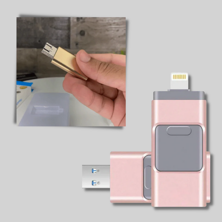 4-i-1 USB-minne – Lagringslösning med flera kontakter