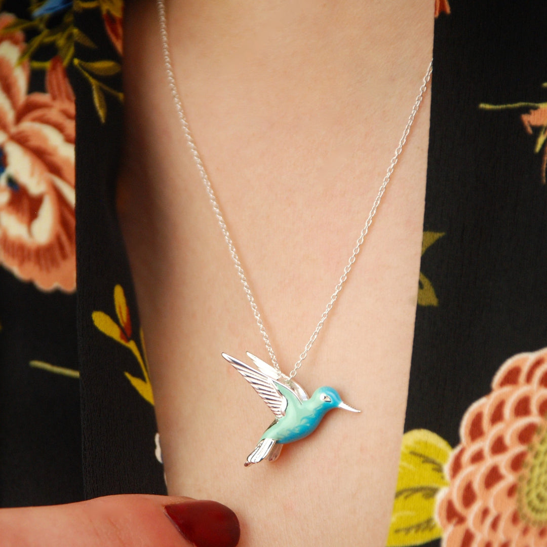 Kolibri Halsband i sterlingsilver med emalj