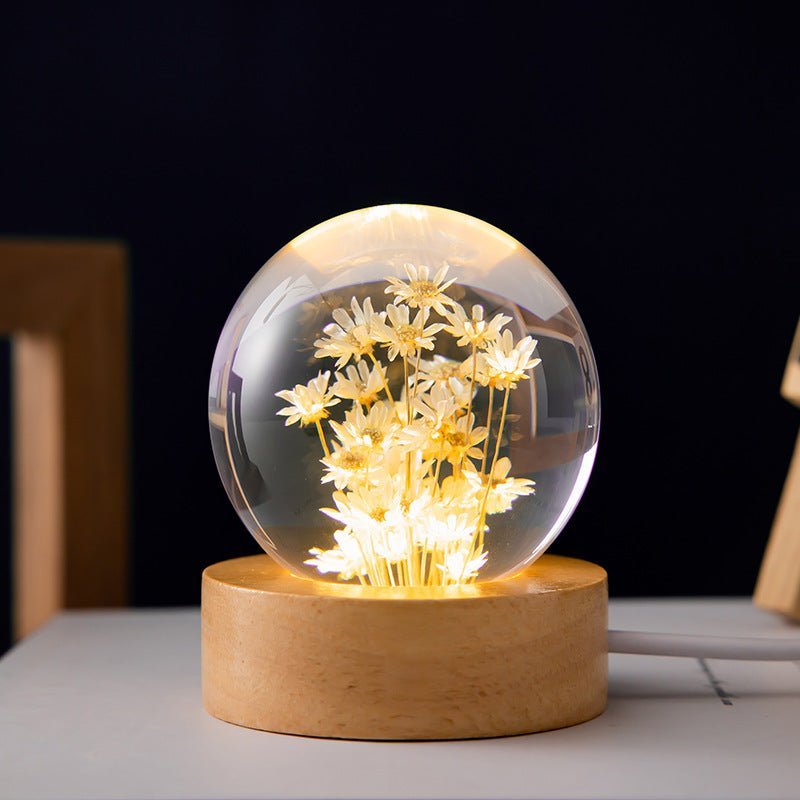 Kristallkulelampa med eviga blommor – Lumora