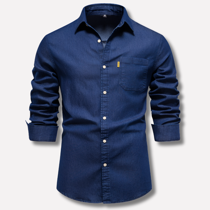 Herr långärmad denimskjorta