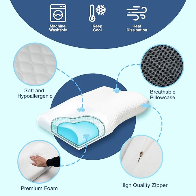 Snarkreducerande kudde - Ergonomisk design | Minskar snarkning
