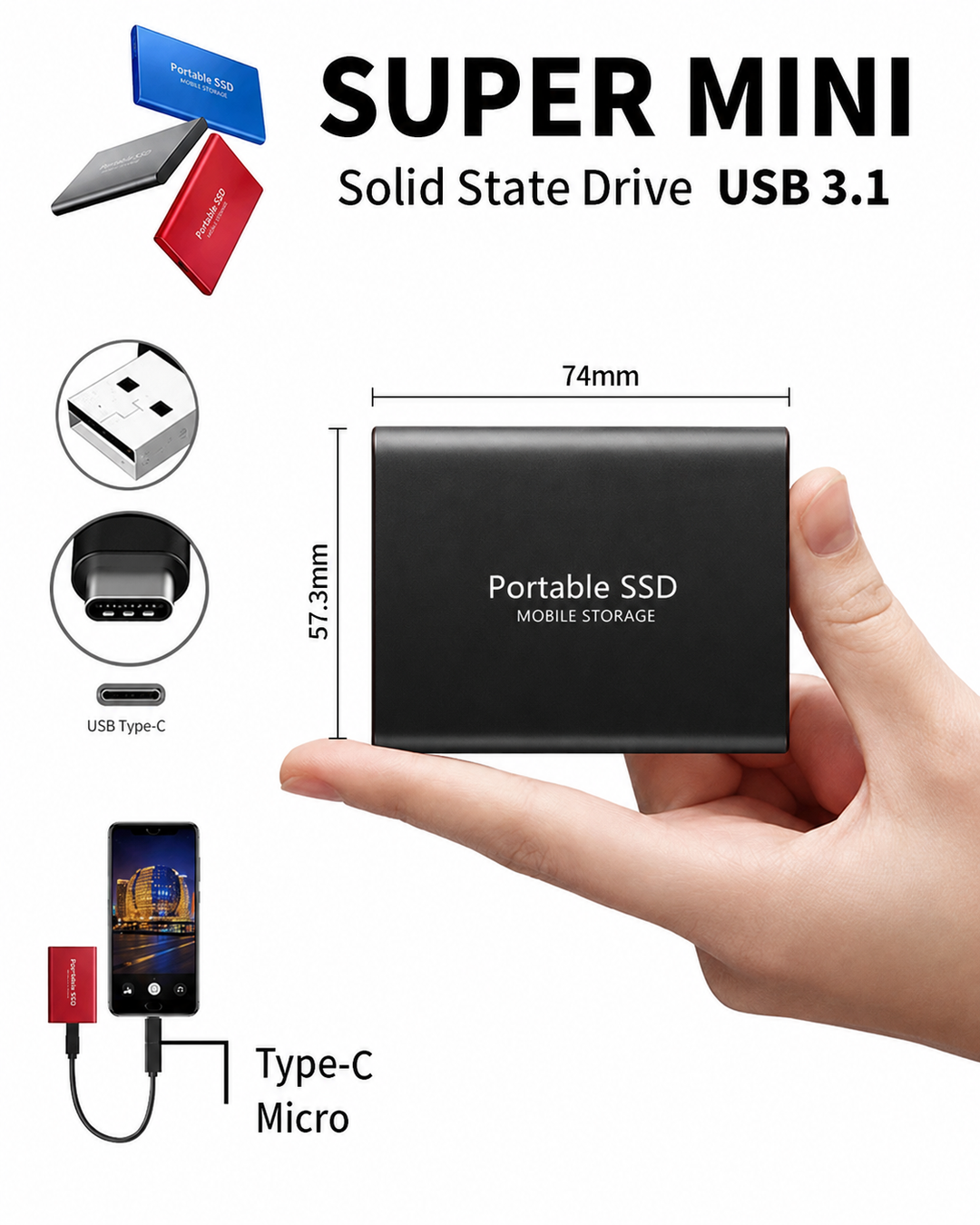 Kompakt 128 TB SSD för stora datamängder