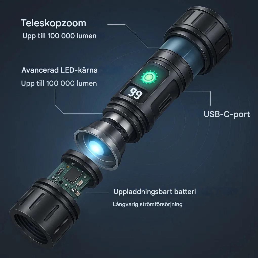 100 000 lumen ficklampa