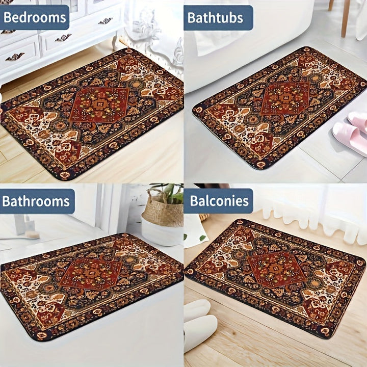 Set med badrumsmattor inspirerade av Persien – absorberande och halkfria