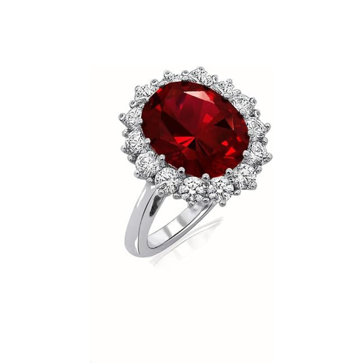 Elegant ring i vitguld med rubinaccent
