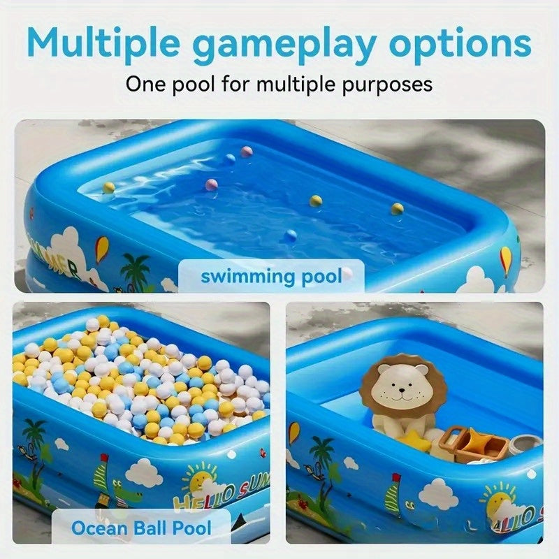 Uppblåsbar barnpool Ocean Splash – Tjock PVC för trädgårdsroligheter