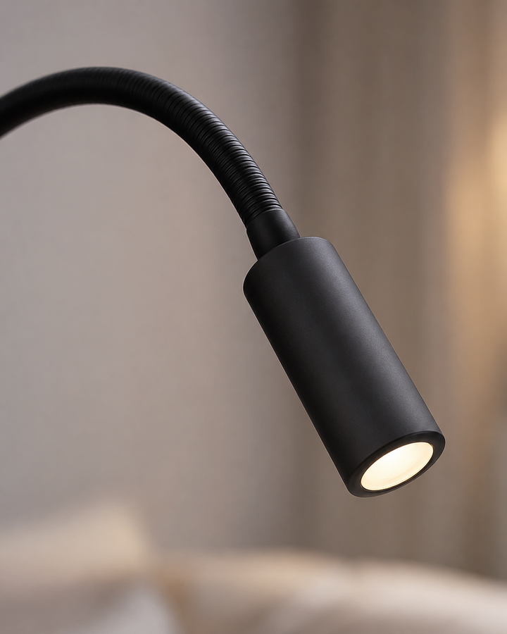 Flexibel vägglampa med svanhals – justerbar modern läslampa för säng och soffa