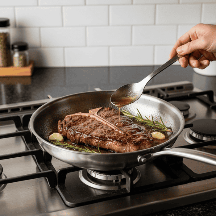TITAN-PREMIUM PAN – Stekpanna i titan av hög kvalitet utan beläggning för alla typer av spisar