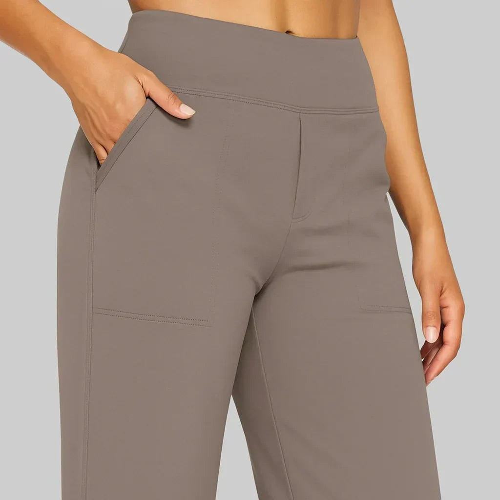 Byxor dam, hög midja, stretch – bekväma pull-on-byxor