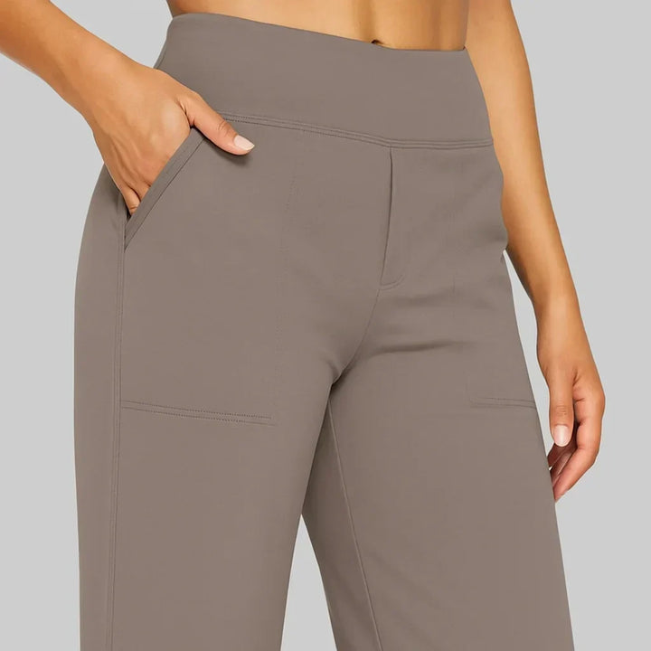 Byxor dam, hög midja, stretch – bekväma pull-on-byxor