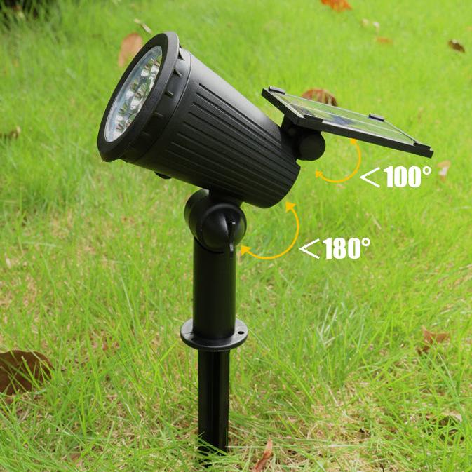 LED-trädgårdslampa med solcellsstrålkastare och skymningssensor