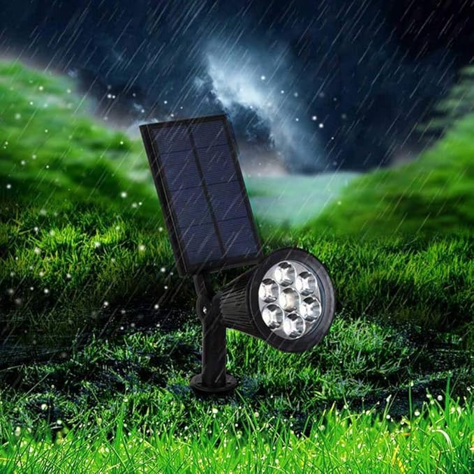 LED-trädgårdslampa med solcellsstrålkastare och skymningssensor