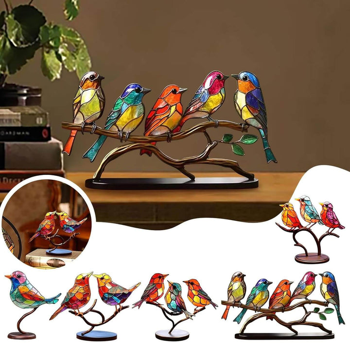 Dekorativ staty med färgglada fåglar på en gren - ColorBirds