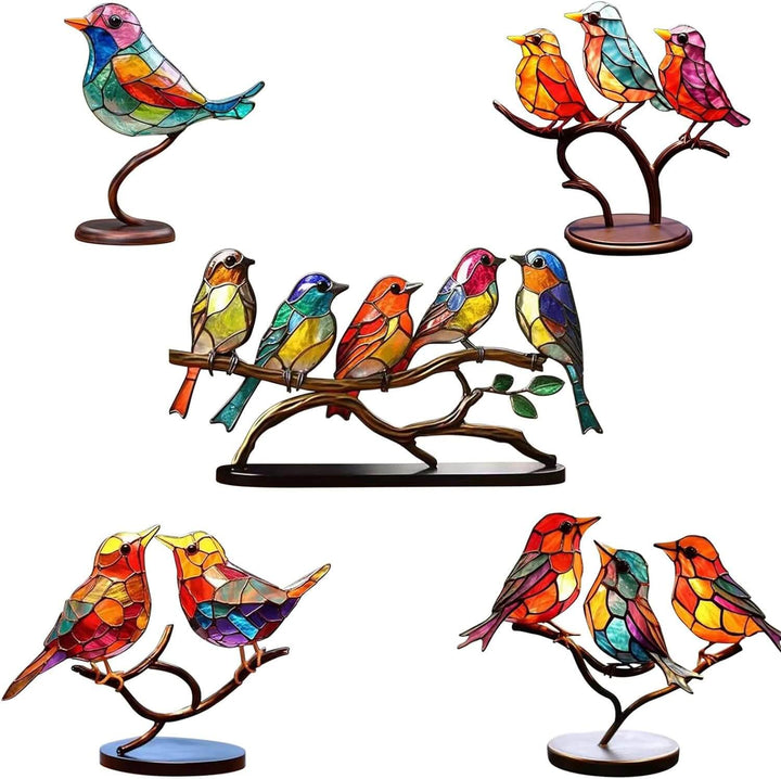 Dekorativ staty med färgglada fåglar på en gren - ColorBirds