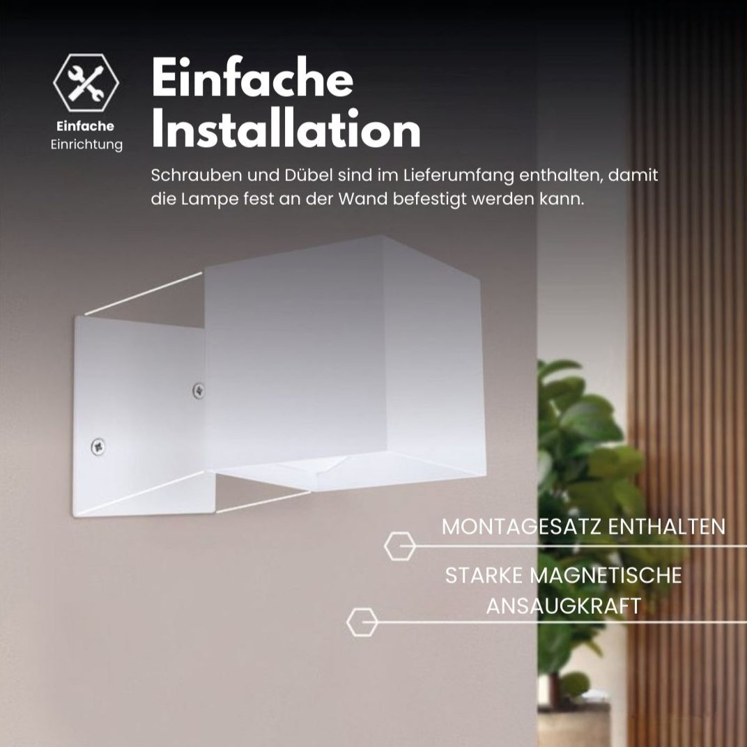 Trådlös vägglampa för inomhus- och utomhusbruk | LED-lampa med batteri och sensor | GlowCube