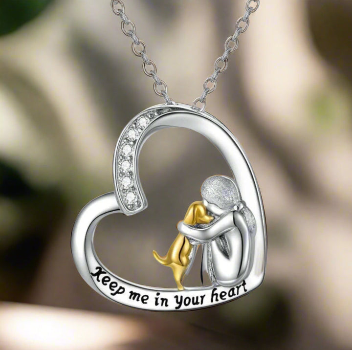 Halsband i sterlingsilver – Hjärta & Hund design med zirkonia